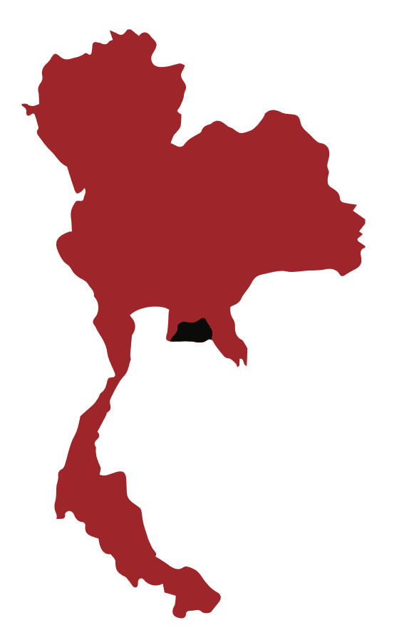 Thailand map with Rayong highlighted
